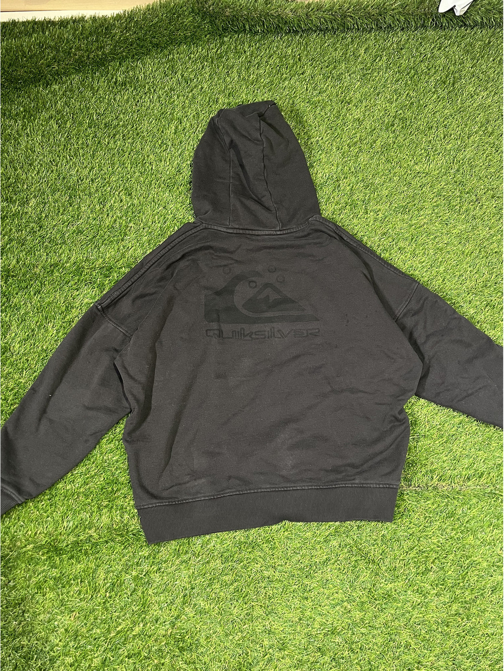 Vtg Quiksilver Hoodie Pullover Black Cotton Mens Size L